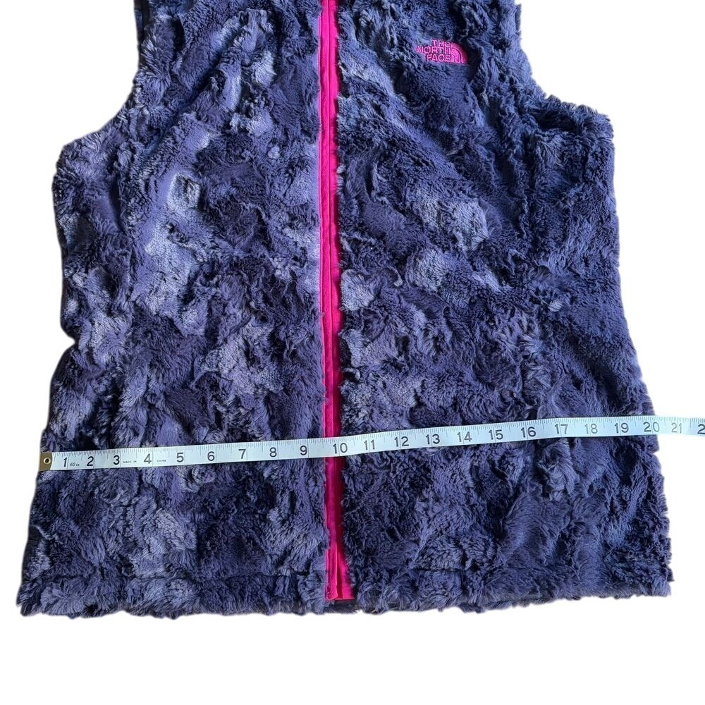 NORTH FACE Reversible Vest‎ Purple Hot Pink Zip Plush Mossbud Fleece MEDIUM EUC
